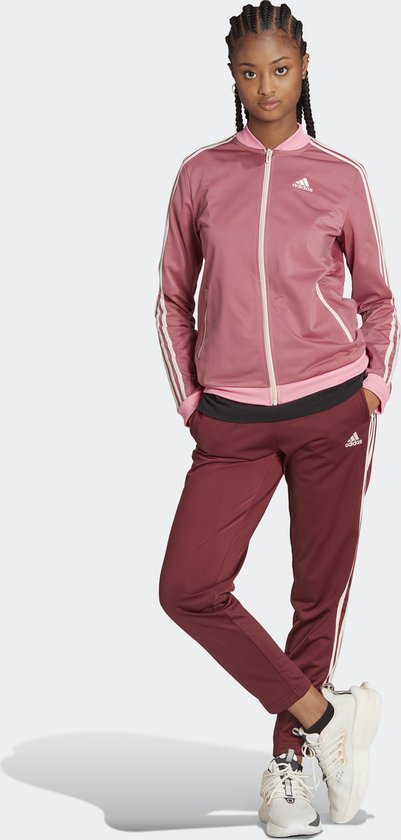adidas Sportswear Essentials 3-Stripes Trainingspak - Dames - Bordeaux - S  | bol.com
