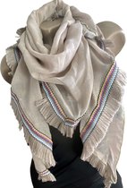 Sjaal driehoekige met franjes 180/70cm 0356 Khaki
