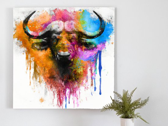 Bilbo the buffalo | Bilbo the Buffalo | Kunst - 60x60 centimeter op Canvas | Foto op Canvas