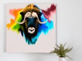 Color ox kunst - 30x30 centimeter op Canvas | Foto op Canvas - wanddecoratie