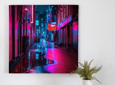Purple light district kunst - 40x40 centimeter op Canvas | Foto op Canvas - wanddecoratie