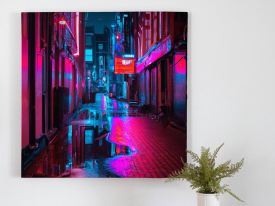 Purple light district kunst - centimeter op Canvas | Foto op Canvas - wanddecoratie