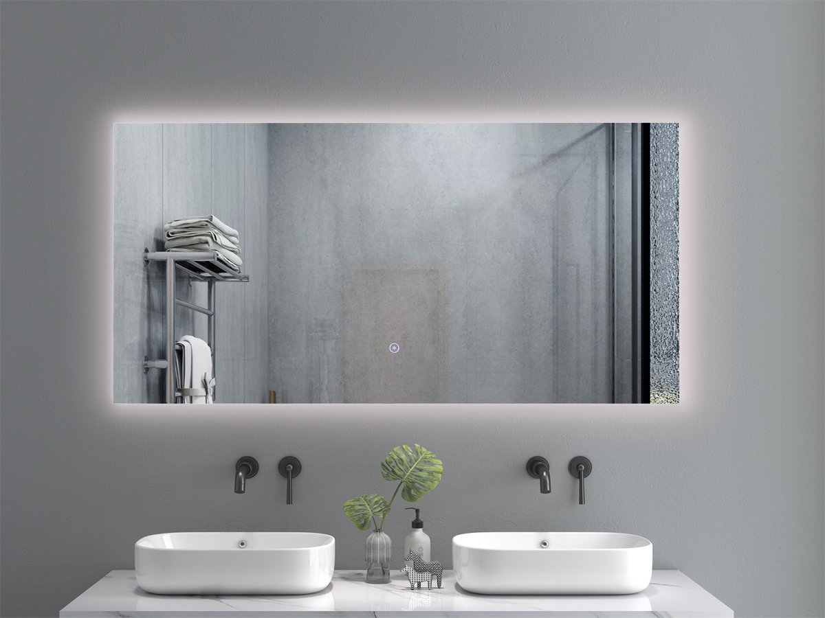 Badkamerspiegel met LED verlichting en verwarming 3 LED standen Condensvrij