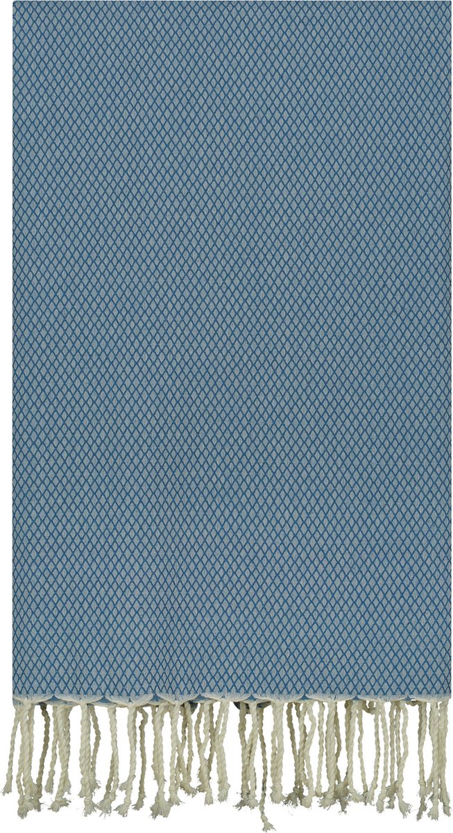 Lantara Plaid Katoen Ottoman - Petrol Blauw - 190x300cm