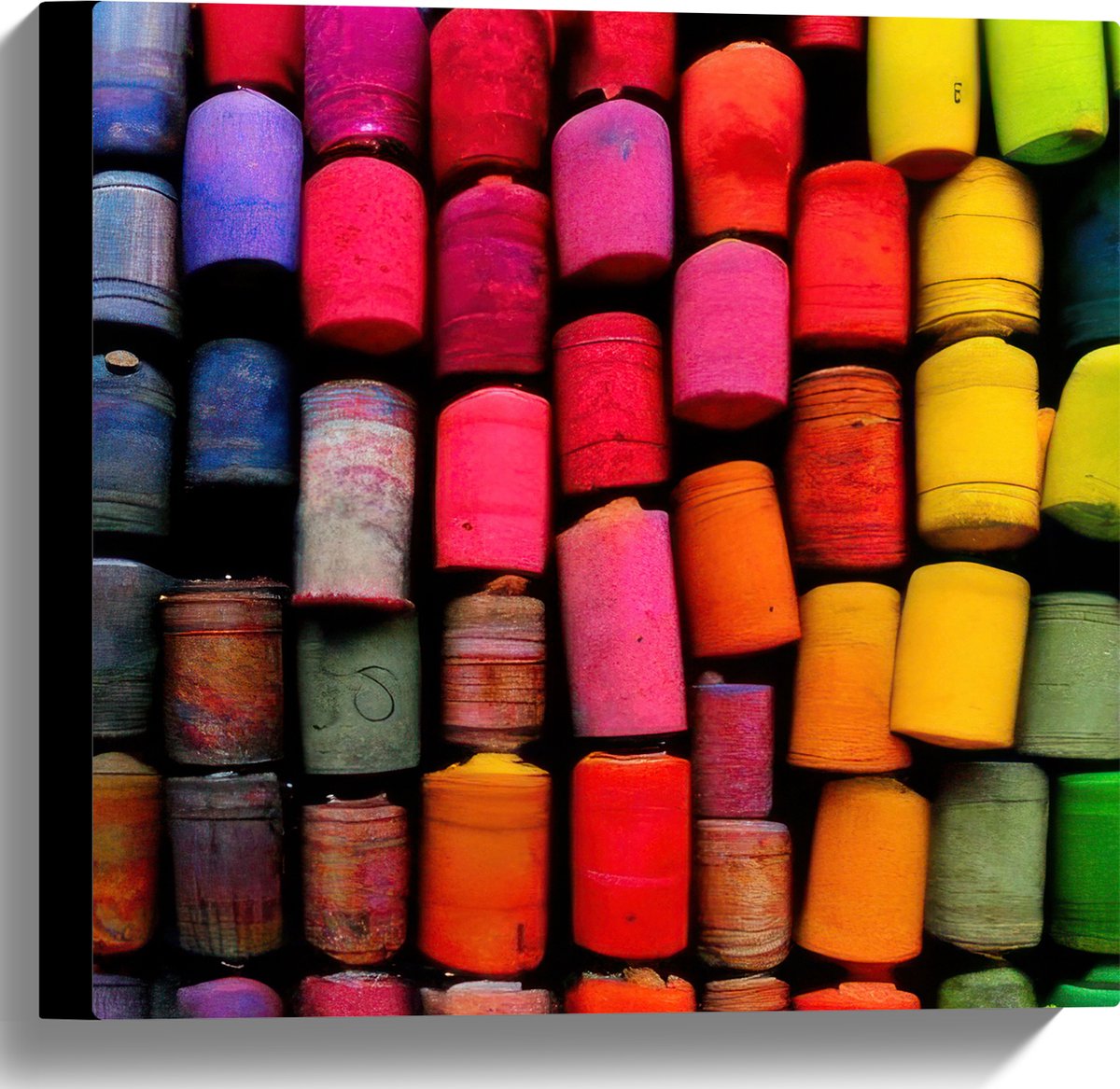 Canvas - Verschillende Kleuren met Verf Bespoten Blikken - 40x40 cm Foto op Canvas Schilderij (Wanddecoratie op Canvas)