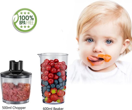 Staafmixer - 4-in-1 - 1200W - RVS - Blender - Smoothie maker - Met de hand van MOA — afbeelding 3
