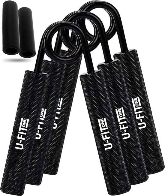 U Fit One 3 delige Metal Handtrainer Set - 45kg, 68kg, 90kg - Grip trainer - Handknijper - Knijphalter - Armtrainer - Hand knijper - Handgripper - Heavy gripper - Onderarm - Buigveer - Zwart