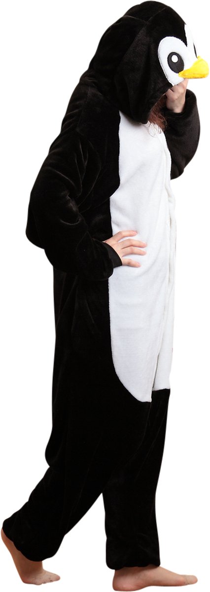 Pinguin Onesie Pak Kostuum Outfit Huispak Jumpsuit Verkleedpak - Verkleedkleding - Halloween & Carnaval - SnugSquad - Kinderen & Volwassenen - Unisex - Maat S voor Lichaamslengte (141 - 155 cm)