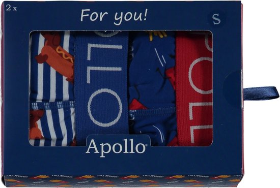Apollo - Giftbox boxershorts heren - Friet & Hotdog - Maat S - Cadeaudoos - Geschenkdoos - Giftbox mannen - Verjaardagscadeau