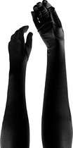 Apollo - Lange handschoenen - Satijnen handschoenen 60 cm - Zwart - One size - - accessoires - Lange handschoenen verkleed - Carnaval