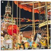 Tuinposter – Paard van Draaimolen op de Kermis - 80x80 cm Foto op Tuinposter (wanddecoratie voor buiten en binnen)