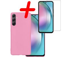 Hoesje Met Screenprotector - Geschikt voor Samsung Galaxy A54 - Sterk & Shockproof - Back Cover - Siliconen Case - Telefoon Hoes - Lichtroze