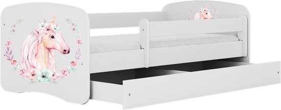 Kocot Kids - Bed babydreams wit paard met lade zonder matras 140/70 - Kinderbed - Wit