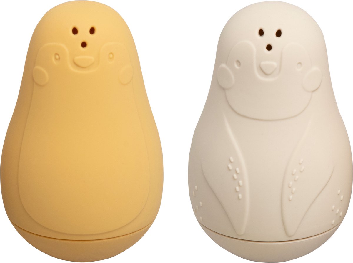 Goedkoopste Baby's Only Spuitfiguur pinguïns - Baby badspeelgoed - Oker/Warm Linen - Siliconen speelgoed - Baby cadeau