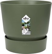 Elho Greenville Rond 25 - Bloempot voor Buiten met Waterreservoir - 100% Gerecycled Plastic - Ø 24.5 x H 23.3 cm - Blad Groen