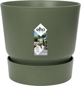 Elho Greenville Rond 25 - Bloempot voor Buiten met Waterreservoir - 100% Gerecycled Plastic - Ø 24.5 x H 23.3 cm - Blad groen