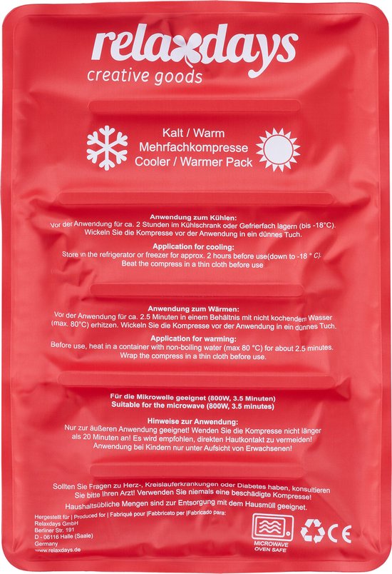 Relaxdays cool pack hot cold gel packs 25 x 36 cm kompressen