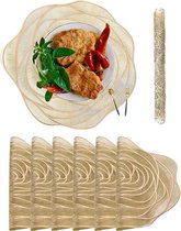 Placemat onderzetters wasbaar set van 6 ronde hittebestendige antislip placemats voor Kerstmis, feesten, keukens, restaurants (goud)