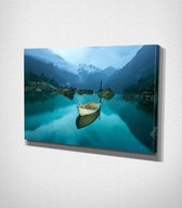 Boat In Lake Canvas - 60 x 40 cm - Landschap - Schilderij - Canvas - Slaapkamer - Wanddecoratie  - Slaapkamer - Foto op canvas