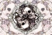 Fotobehang Skull Alchemy Roses | PANORAMIC - 250cm x 104cm | 130g/m2 Vlies