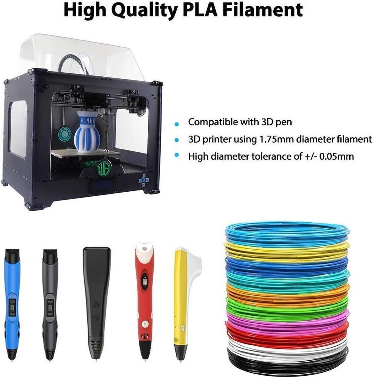 Recharges de filament pour stylo 3D Filament d'imprimante 3d Recharges de  filament pour kit de stylo Doodler 3D, filament Pla 1,75 mm 12 couleurs  16,5 pieds 