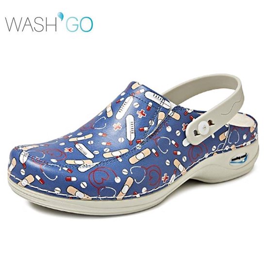 Wash & Go Clog Open Elastic Hospital Blue Clogs Femme