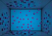 Fotobehang Modern Abstract Squares Blue Purple | XL - 208cm x 146cm | 130g/m2 Vlies