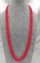 Trendy – 2 in 1 - Zonnebril / Ketting - Brillenkoord - vintage - Acryl schakelketting - 70 cm – fuchsia gemêleerd