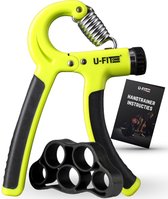 U Fit One Handtrainer 10 tot 60kg - Verstelbare Handgrip - Handknijper - Vingertrainer - Onderarm Grip Trainer - Lime Green - Inclusief Ebook