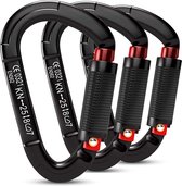 Carabiner Climbing Climbing Gear,3 Pack UIAA Certified 25KN Auto Locking Climbing Carabiner Clips voor Hangmatten, Schommels, Locking Dog Leashes