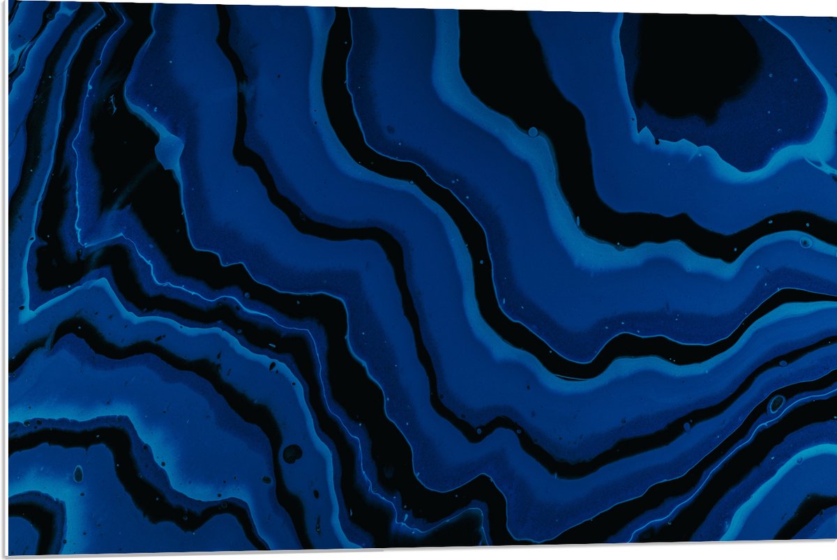 PVC Schuimplaat- Zwarte en Blauwe Banen Verf - 90x60 cm Foto op PVC Schuimplaat