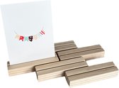 Kaarthouder blokje van hout [Set van 5 stuks] - Fotohouder - Blank - 11,5 cm