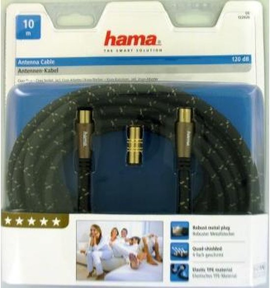 Hama Coax Kabel 10 Meter - Antennekabel - Metaal Verguld - 120DB - Hama