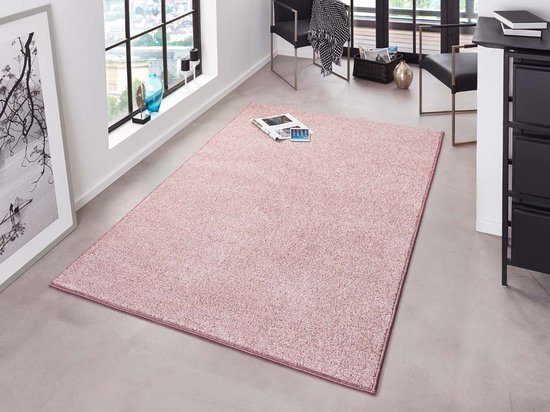 Modern effen vloerkleed Pure - roze 140x200 cm