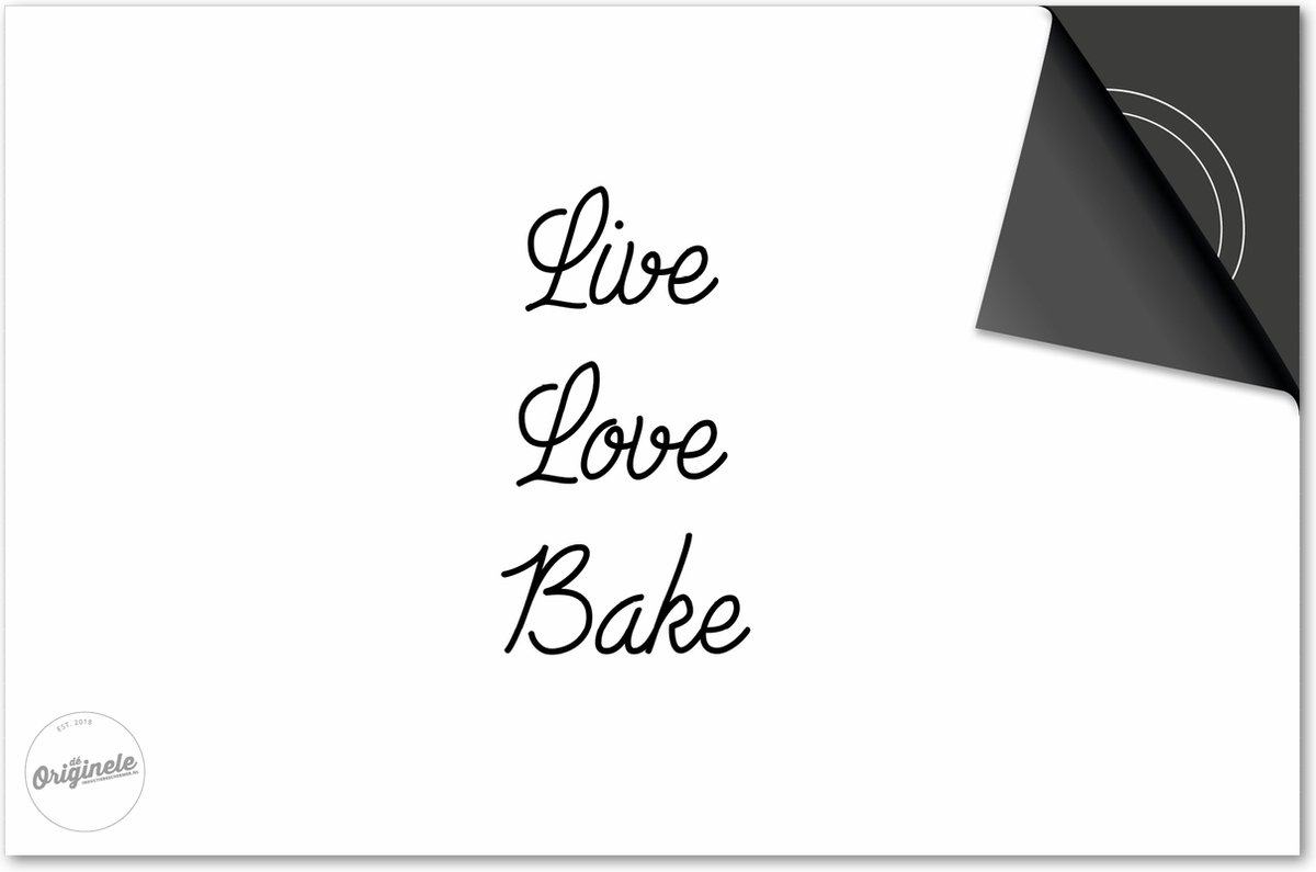 Inductie beschermer 65x52 - afdekplaat inductie mat - Dietrix Kookplaat beschermer - Base - Quotes - Live Love Bake Wit
