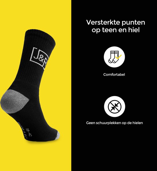 Jacob & Roy's 6 paires de Chaussettes de travail noires - Homme - Taille 35-38 - Sans couture