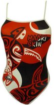 Maillot de bain Turbo Maori Skin Tattoo Rouge, Zwart M Femme