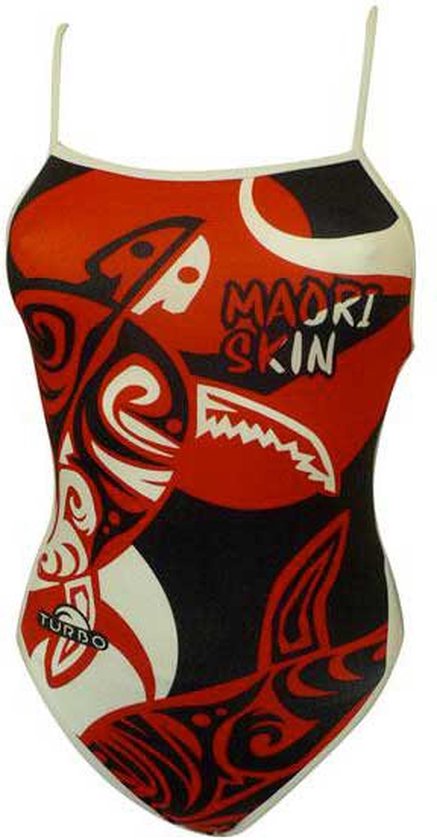 Turbo Maori Skin Tattoo Zwempak Rood,Zwart M Vrouw