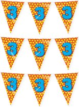 Paperdreams verjaardag 3 jaar thema vlaggetjes - 3x - feestversiering - 10m - folie - dubbelzijdig
