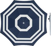 Parasol - Blauw/wit - D180 cm - incl. draagtas - parasolharing - 49 cm