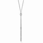 Twice As Nice Halsketting in edelstaal, slangketting, knoop, 2 floches  70 cm