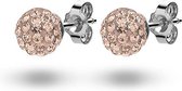 Twice As Nice Oorbellen in zilver, bol van 6 mm met perzik kristallen Perzik