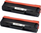 Geschikt voor HP 106A / W1106A Toner cartridges - 2X Zwart - Geschikt voor HP Laser 107A - 107W - MFP 135A - MFP 135W - MFP 137FNW