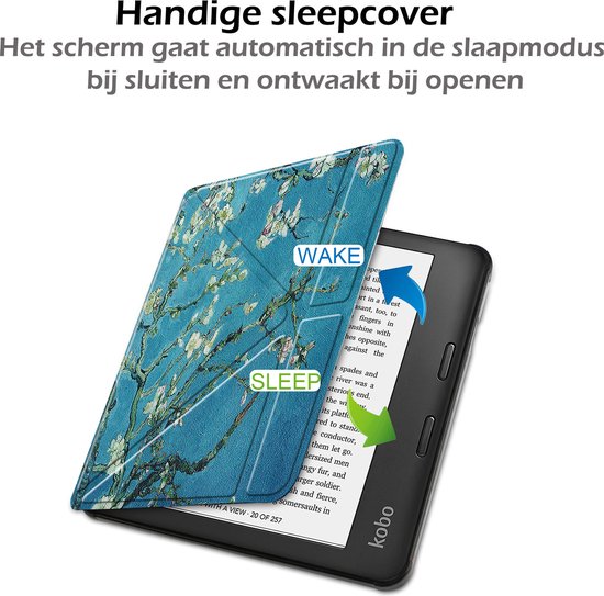 Hoesje Geschikt voor Kobo Sage Hoes Book Case Trifold - Hoes Geschikt voor Kobo Sage Hoesje Book Cover - Bloesem van MMOBIEL — afbeelding 5