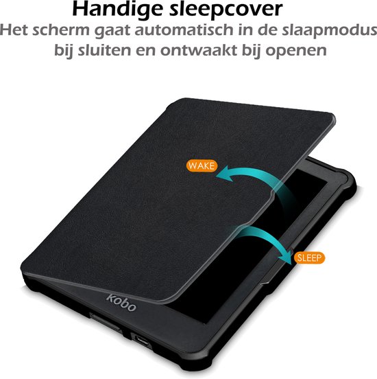 Hoesje Geschikt voor Kobo Clara HD Hoes Book Case - Hoes Geschikt voor Kobo Clara HD Hoesje Book Cover - Zwart van i12Cover — afbeelding 4