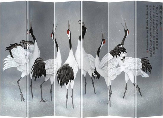 Fine Asianliving Kamerscherm Scheidingswand 6 panelen Kraanvogels L240xH180cm