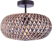 Rotan plafondlamp Stripes | 1 lichts | zwart / naturel | rotan / metaal | Ø 40cm | eetkamer / eettafel / woonkamer lamp | modern / landelijk design
