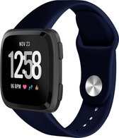 Bandje Voor Fitbit Versa Silicone Sport Band - Marine Blauw - Maat: SM - Horlogebandje, Armband