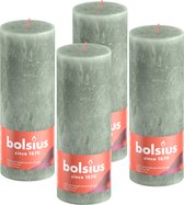 4 pièces Bolsius jade vert bougies pilier rustiques 68 (85 heures) Eco Shine Jade Green