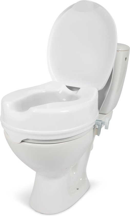 Dunimed Toiletverhoger - Toiletverhoger met Deksel - WC Verhoger - Toiletbril wit - WC Verhoging - Met Klembevestigingen - 11cm